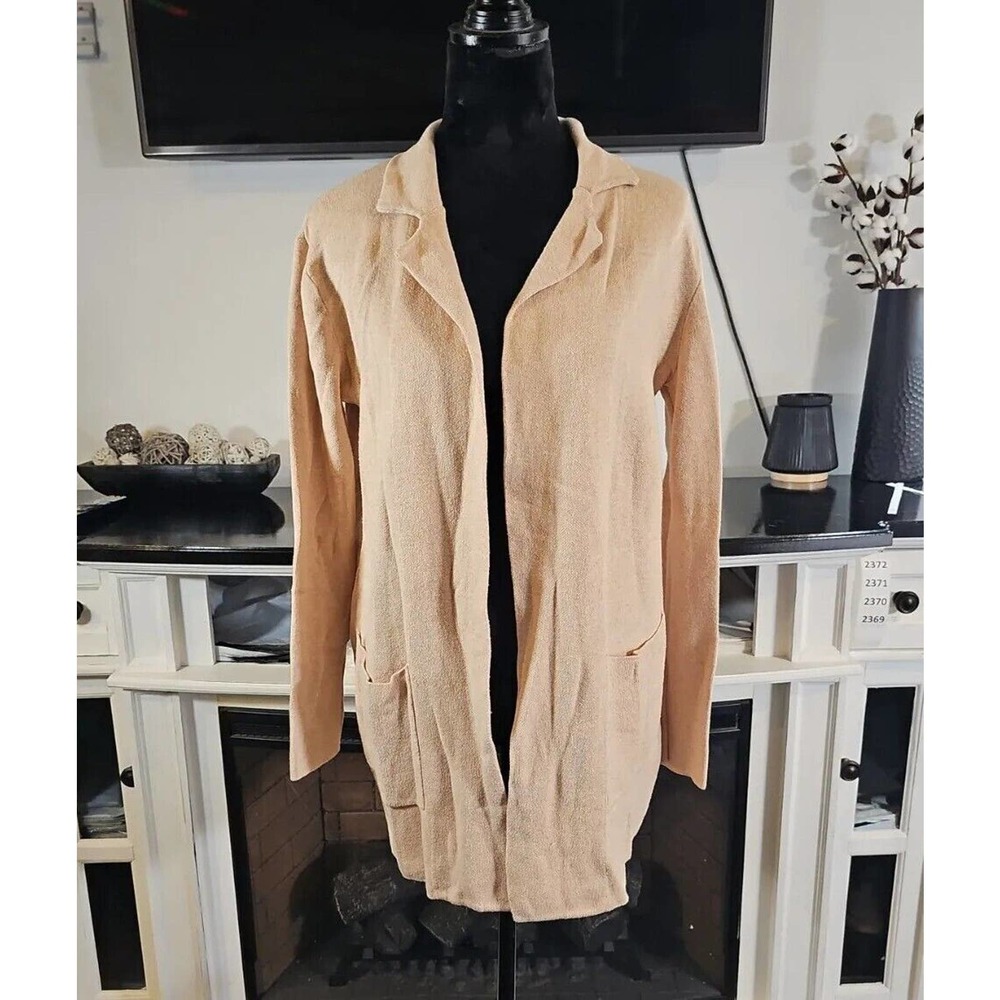 Jessica Simpson Sweater Womens XS Blazer Cardigan Open Front Beige Pockets